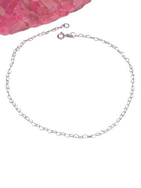 Ankle Bracelet Solid 925 Sterling Silver Anklet Heart Chain Link Dainty Gift 10”